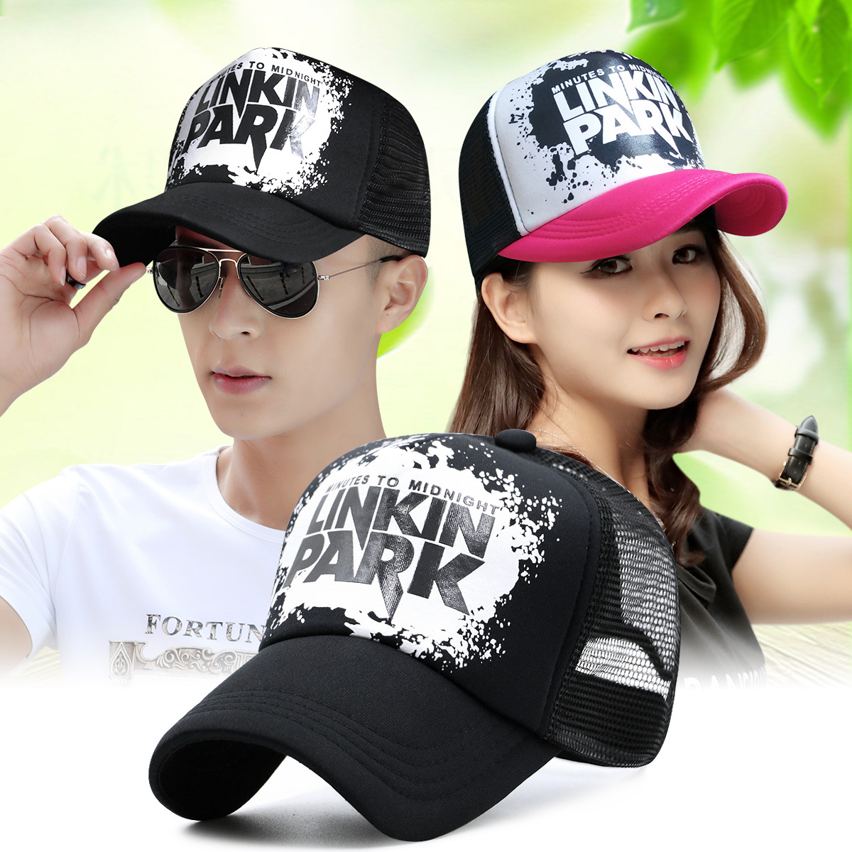 Hat Men's Spring and Summer Sun Protection Hat Korean Style Trendy Letter Peaked Cap Truck Hat Breathable Mesh Cap Baseball Cap for Women