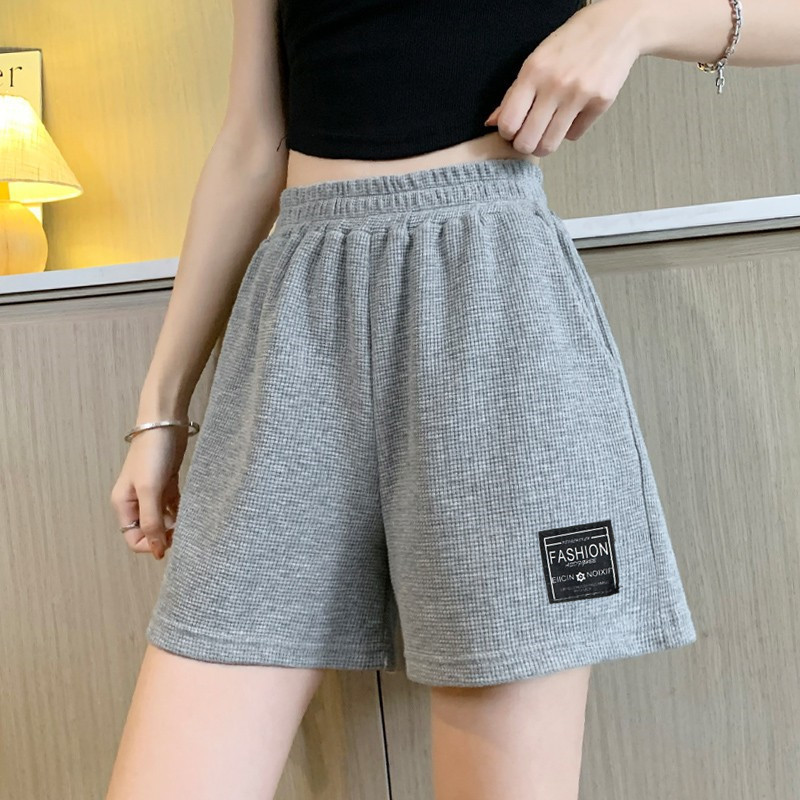 Waffle Sports Shorts for Women Summer 2025 New Korean Style Loose High-Waisted Home Wide-Leg Hot Pants for Outer Wear Wholesale