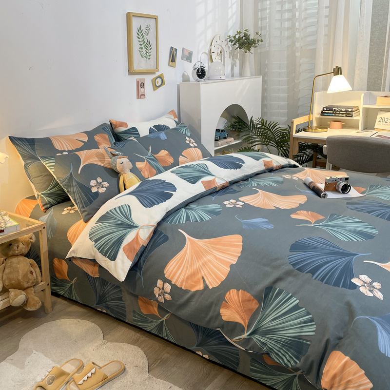 Picture of Nantong bed four-piece cotton sheet Nordic style 100 cotton four-piece set three-piece set Wholesale