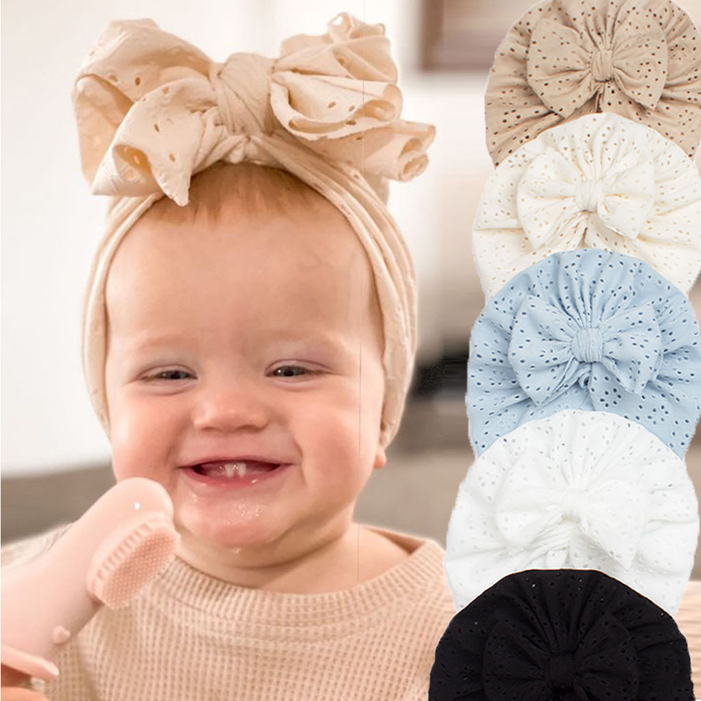 European and American Four Seasons Baby Thin Bow Hat Girl's Mesh Hollow Plain Indian Hat Baby Hat