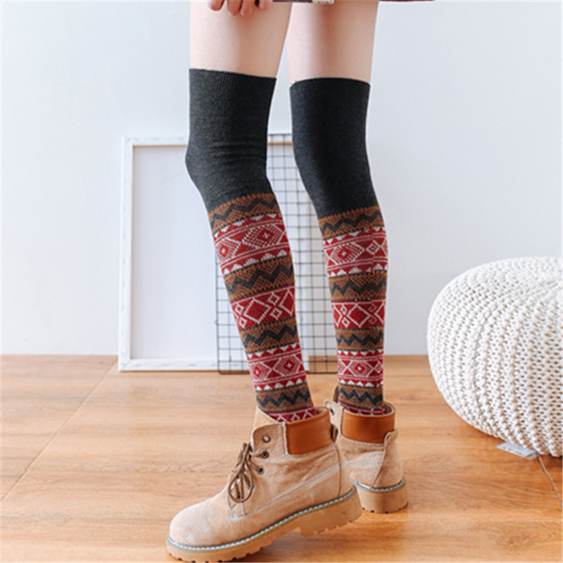 Picture of Factory wholesale Japanese women's knee pads warm long tube pile socks autumn and winter mixed rabbit wool long leg knee socks