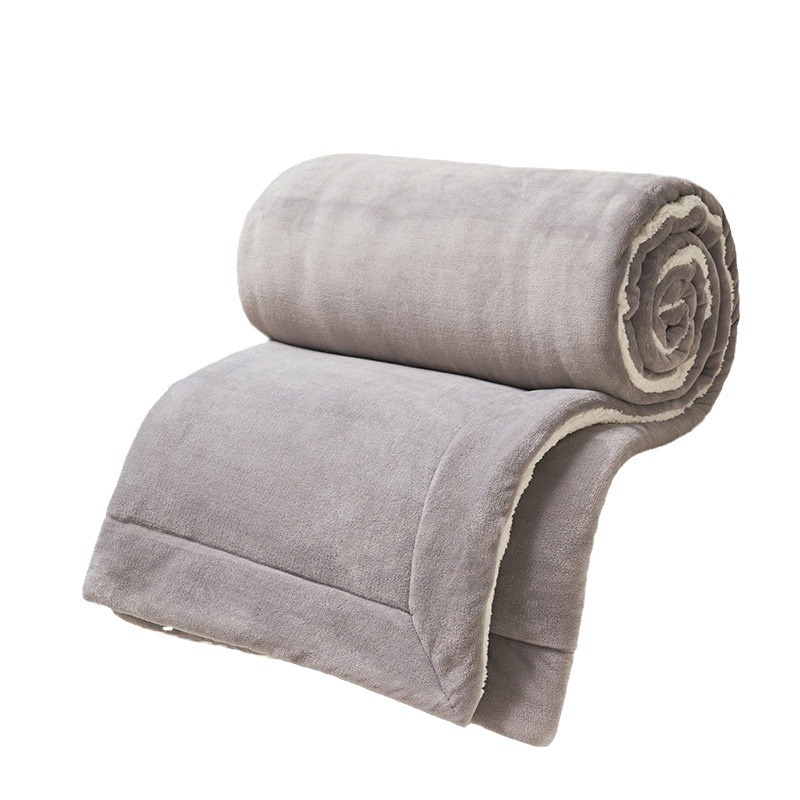 Picture of Cross-Border Double-Layer Thickened Lamb Velvet Blanket Solid Color Composite Milk Velvet Blanket Flannel Single and Double Nap Blanket