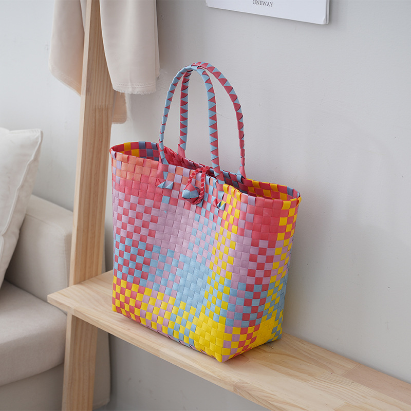New plastic woven bag small square bag women's handbag hand gift basket children's bag plastic woven bag