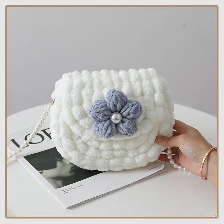 Puff Flower Ball Bag Handmade Woven Bag Homemade Zero Basic DIY Material Bag Tiktok Same Style Bag Birthday Bag