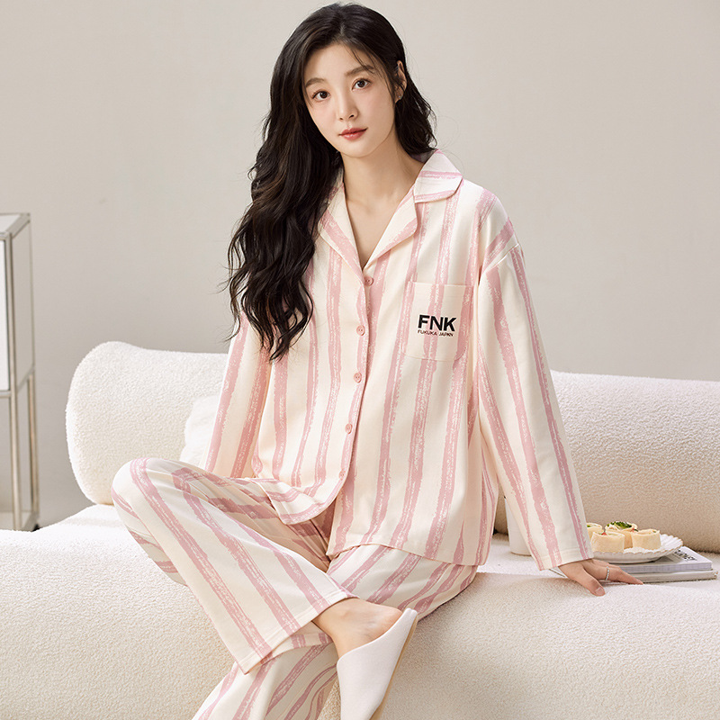 Women's spring, autumn and winter pajamas, cardigans, long sleeves, long pants, can be worn outside, simple casual loungewear sets