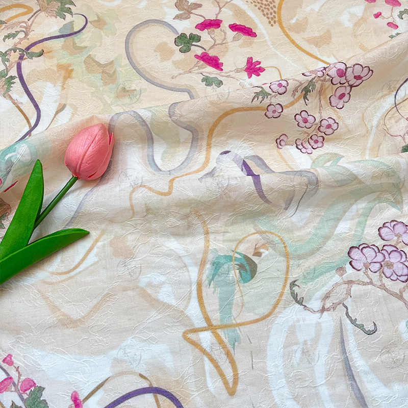 Jinse Yizhi Handmade DIY fabric Tencel jacquard fabric new Chinese style Hanfu cheongsam dress fabric