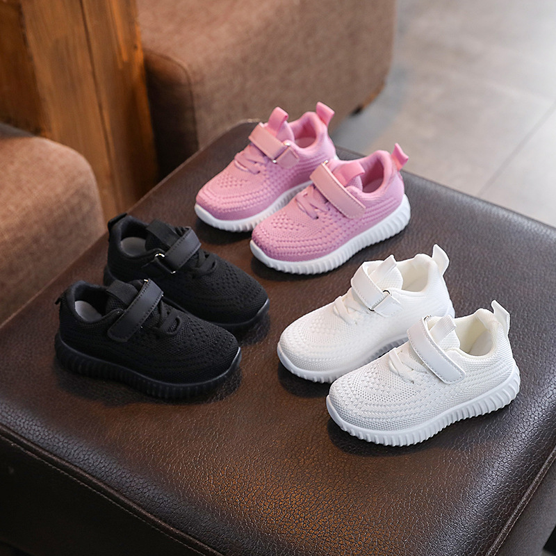 Spring and Autumn Velcro children's shoes breathable student shoes trendy casual shoes Korean style boys' and girls' flying woven shoes