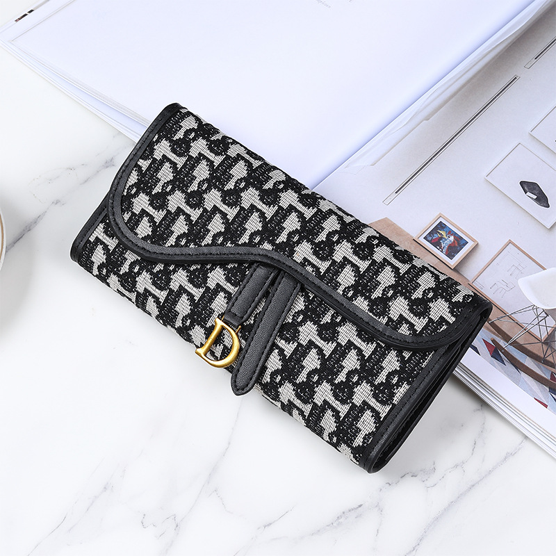 Picture of European and American retro wallet ladies long large capacity D-buckle multi-card foreign trade multi-functional three-fold clutch wholesale