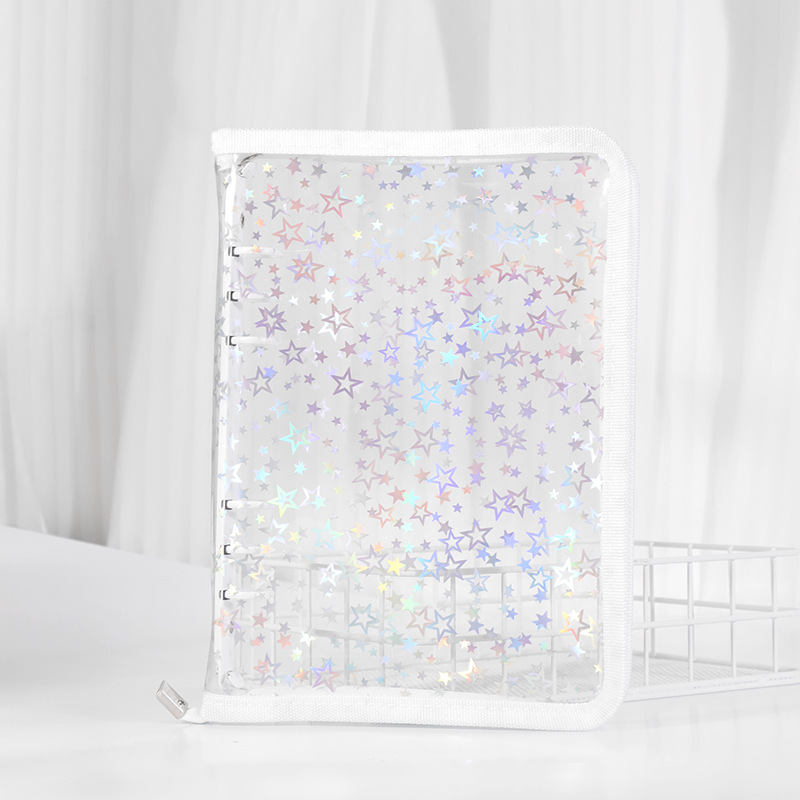 Picture of Spot Cute Popular Storage Bag Six-Hole Loose-Leaf Book Ins Style Star Chasing A5A6 Transparent Zipper Notebook Shell