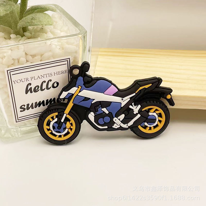 Picture of Key chain pendant doll creative double-sided simulation motorcycle bag pendant PVC key chain small gift wholesale