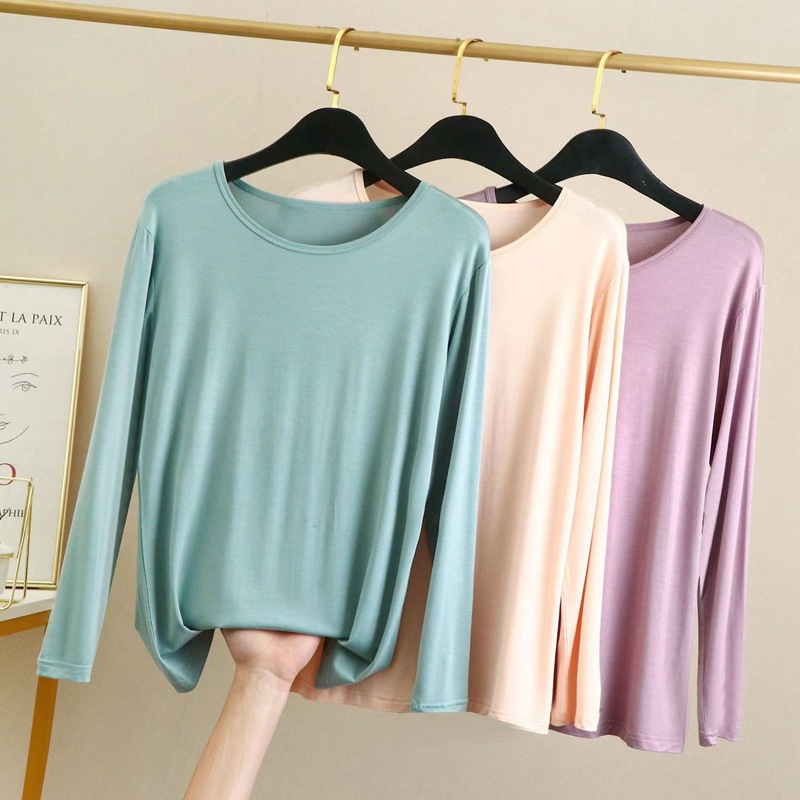 Picture of Modal Base Shirt Women's Inner Long Sleeve Thin Round Neck Autumn Clothes Large Size 2022 Autumn New Top Spring and Autumn