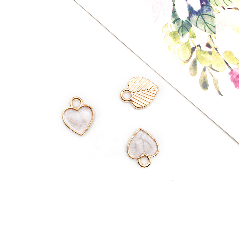 Picture of 1 K-Style of Oil Dripping Peach Heart-Shaped Pendant DIY Zinc Alloy Pendant Earrings Necklace 11mm Jewelry Accessories Material