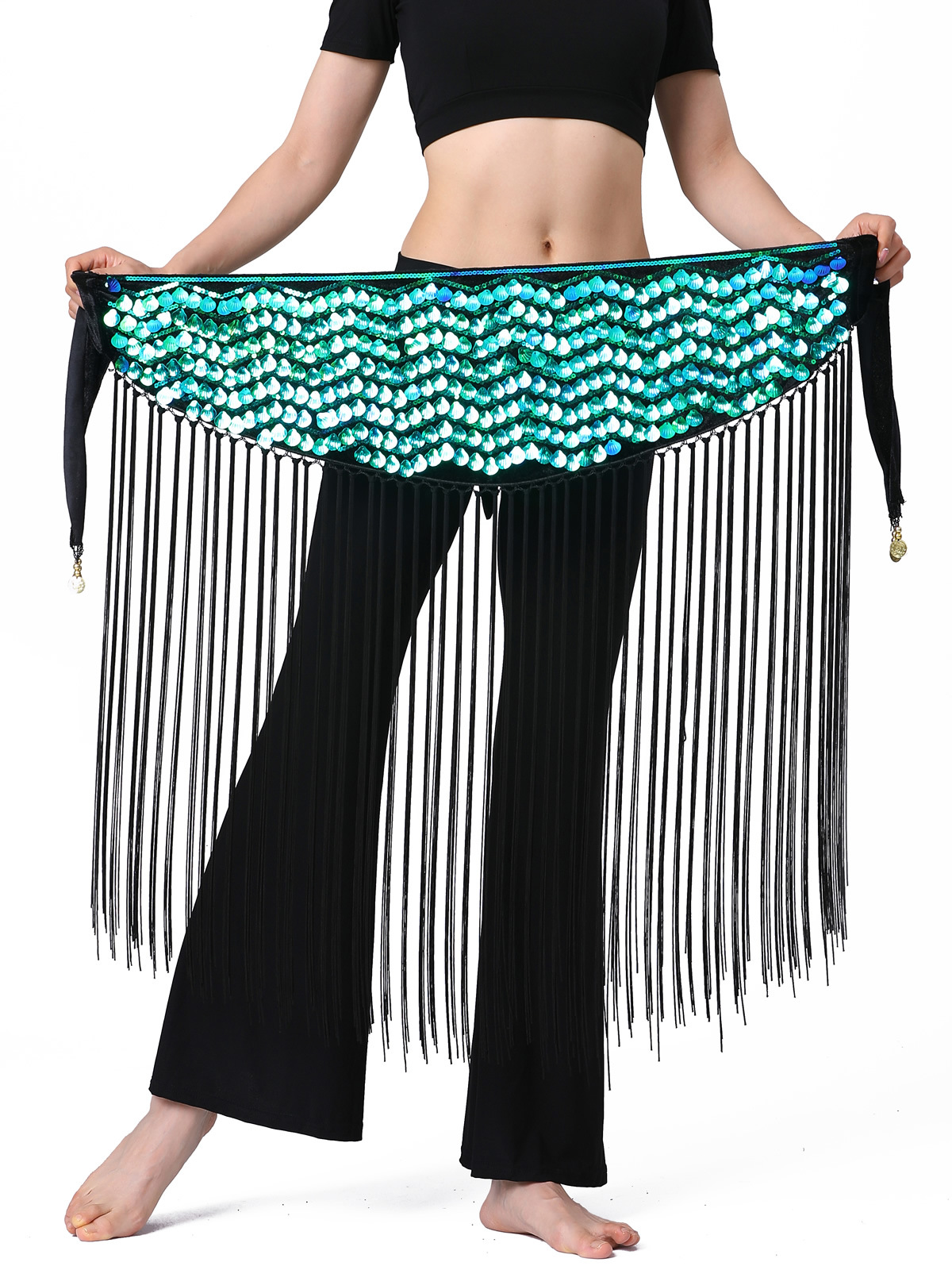 Picture of Wavy long tassel waist chain, belly dance waist chain, belly dance waist ornaments, dynamic belly dance waist chain Y1027