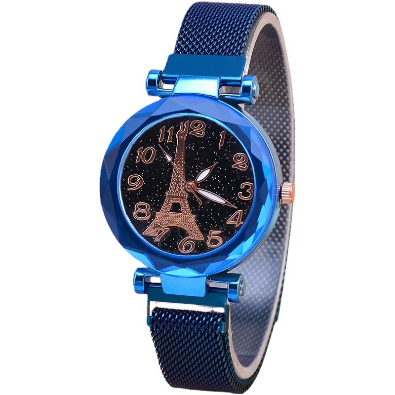 Douyin's Same Magnet Lazy Starry Sky Women's Watch Milan Belt Magnetic Starry Sky Watch Diamond Mirror Mesh Belt Watch