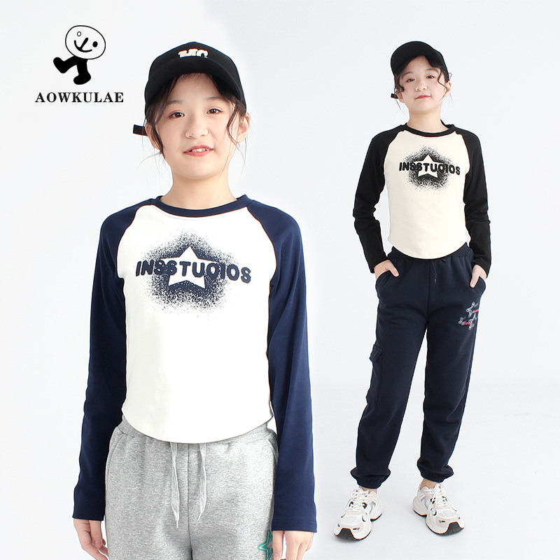 Picture of Spring and autumn Korean version of the new girls long sleeve T-shirt big children's Joker short warm jacket children's base shirt wholesale