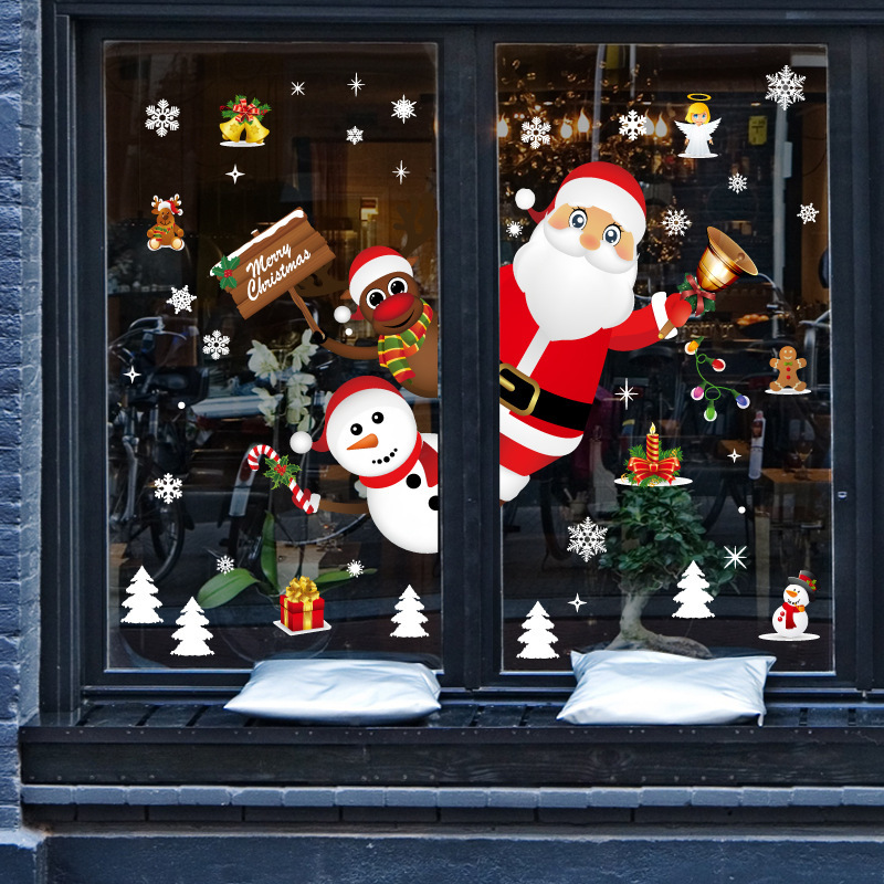 [SK9241] Christmas door and window decorations, shop window glass scene layout, snowflake stickers, wall stickers