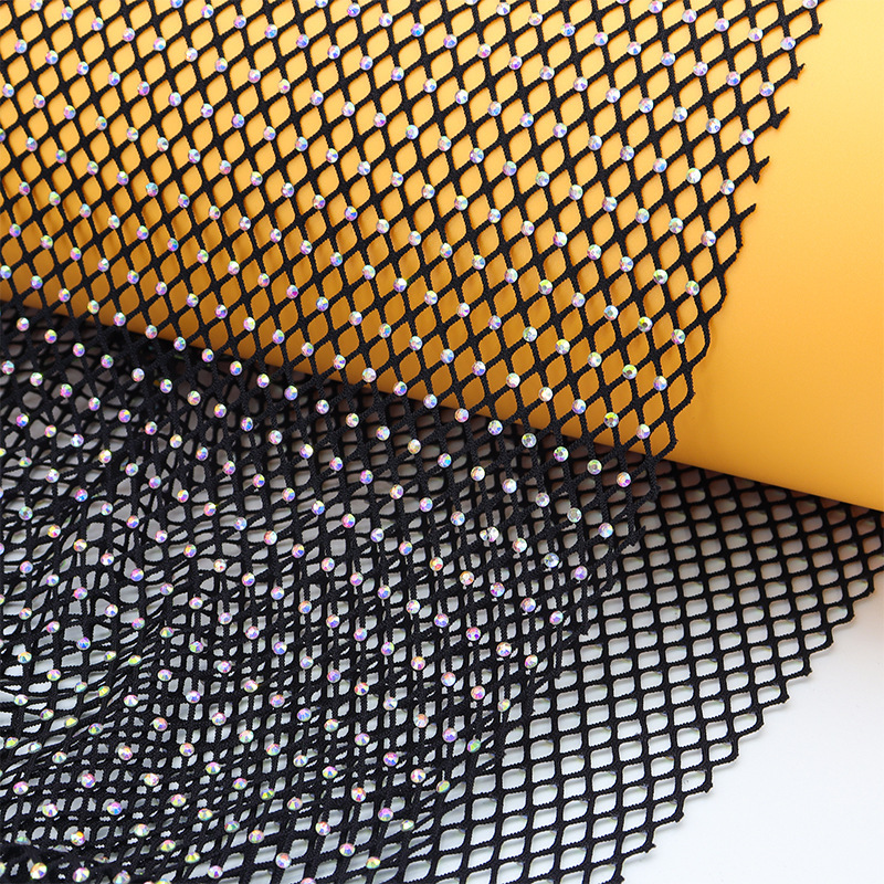 Hot drilling fabric shoes and hats clothing flash drill stretchable elastic fishing net fabric rhinestone clothing Australian diamond elastic mesh fabric