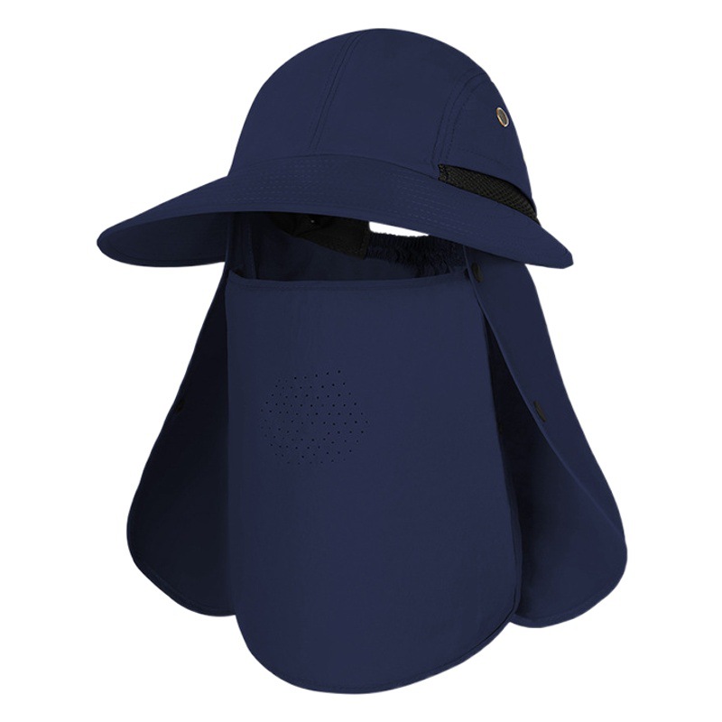 Qianqiwo summer outdoor sun hat men's and women's fishing mountaineering fisherman hat breathable quick-drying wide brim sunscreen hat