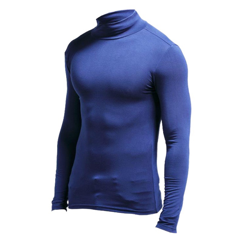 One-Piece Neck Top High Collar Men's Warm Autumn Clothes Autumn and Winter Long Sleeve Thin Tight Warm Clothes Base Shirt Solid Color