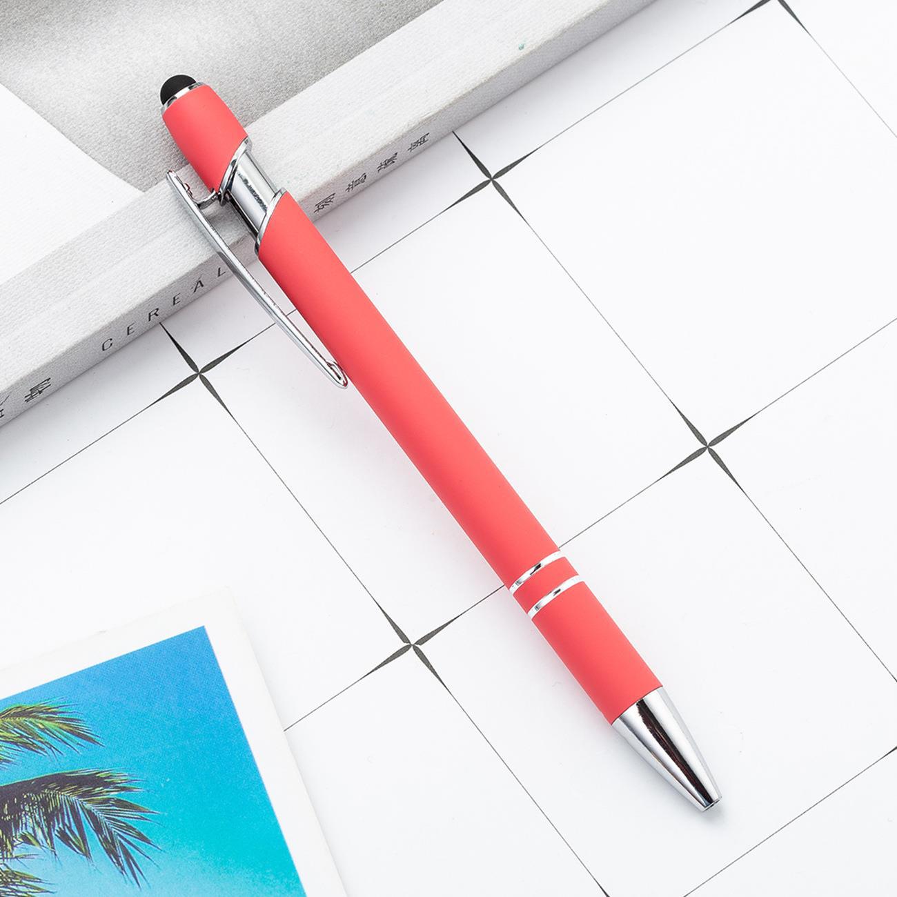 Picture of Spot press pen metal aluminum rod spray glue Press Ball Pen wholesale printable logo aluminum rod touch screen pen
