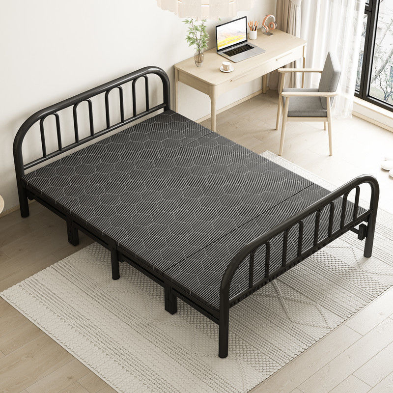 Picture of Home folding bed, double bed, rental house, simple bed, office lunch break bed, dormitory hard board bed, wrought iron bed