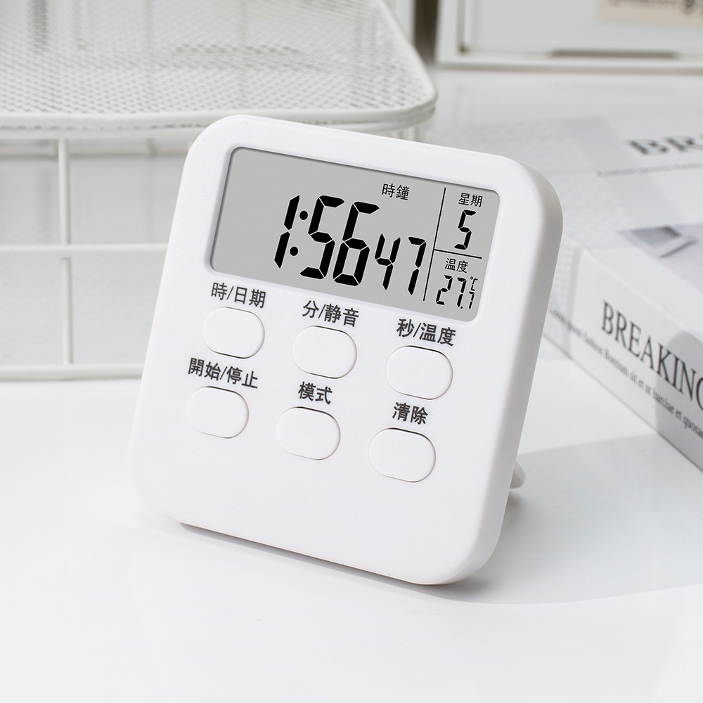 Picture of Multi-function large screen timer kitchen baking timer with clock timer student time manager