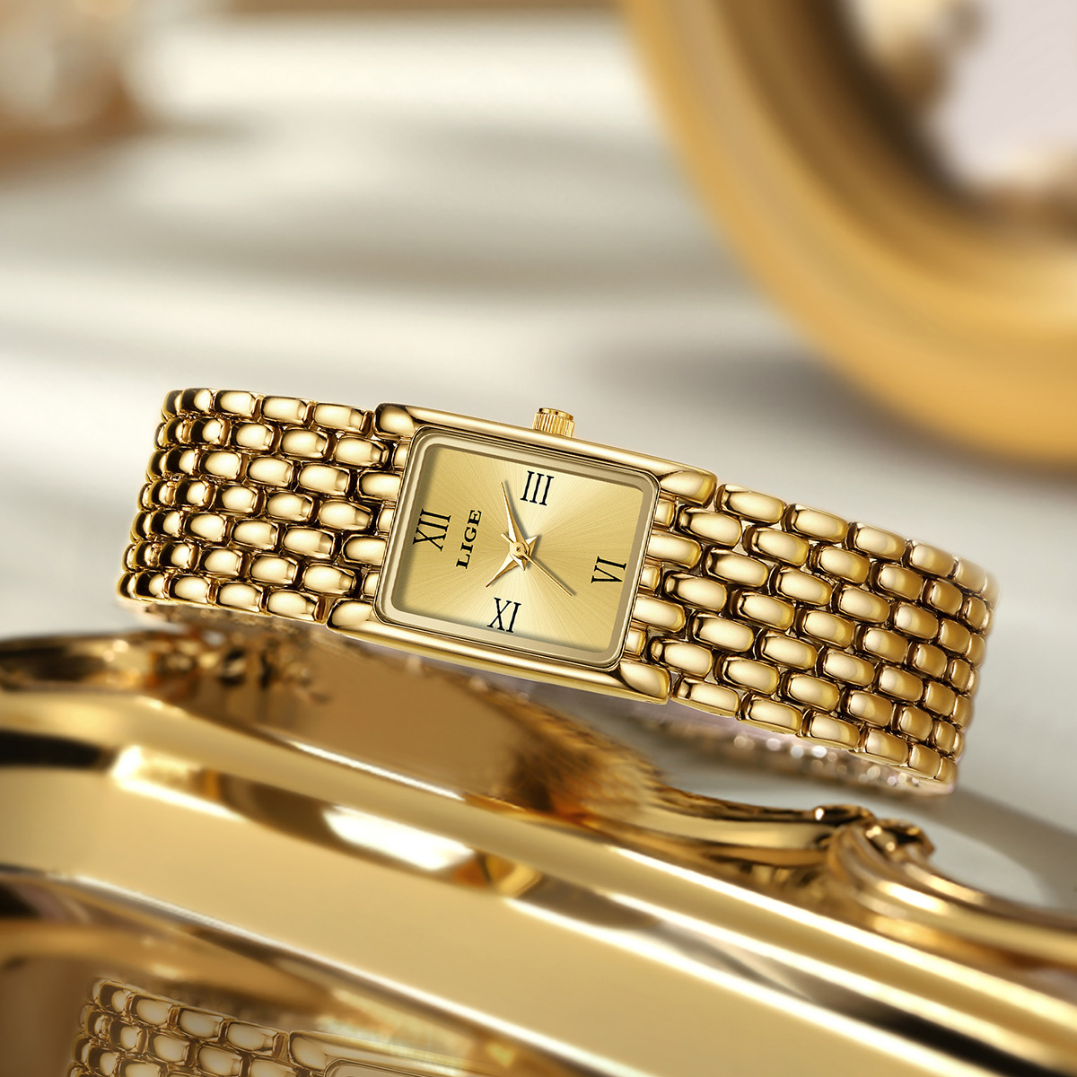 Picture of LIGE Cross-border New Casual Simple Small Square Quartz Watch Niche Exquisite Watch Elegant High-value Watch