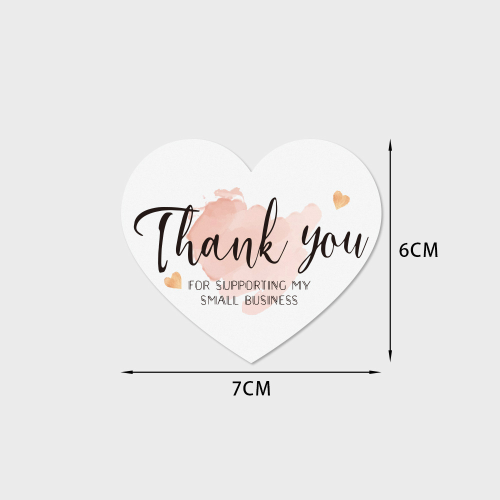 Picture of Cross-border spot wholesale heart-shaped pink English thank you card coated paper card thank you gift packaging card