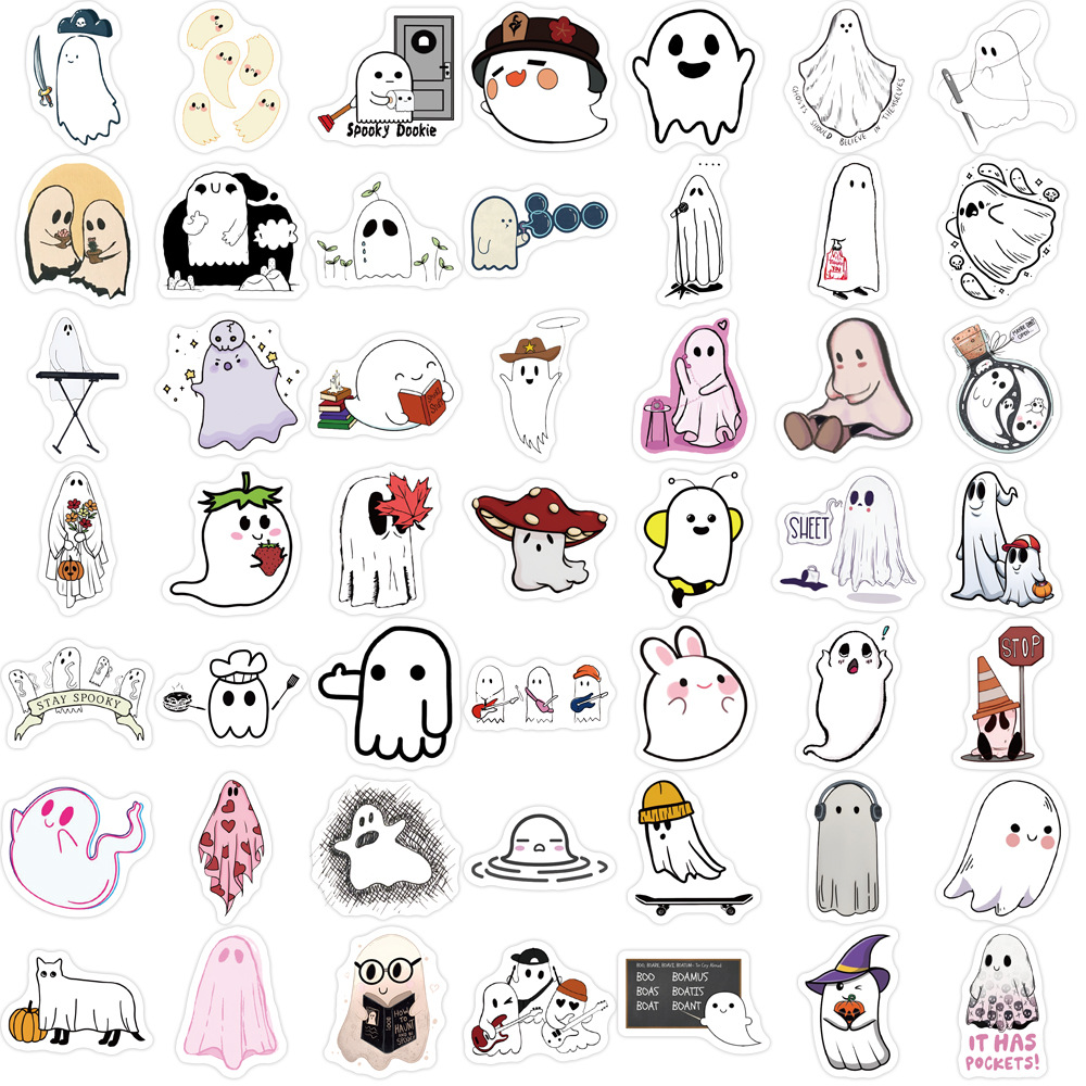 Picture of 100 small size cute ghost graffiti stickers decorative guitar notebook luggage DIY waterproof wholesale