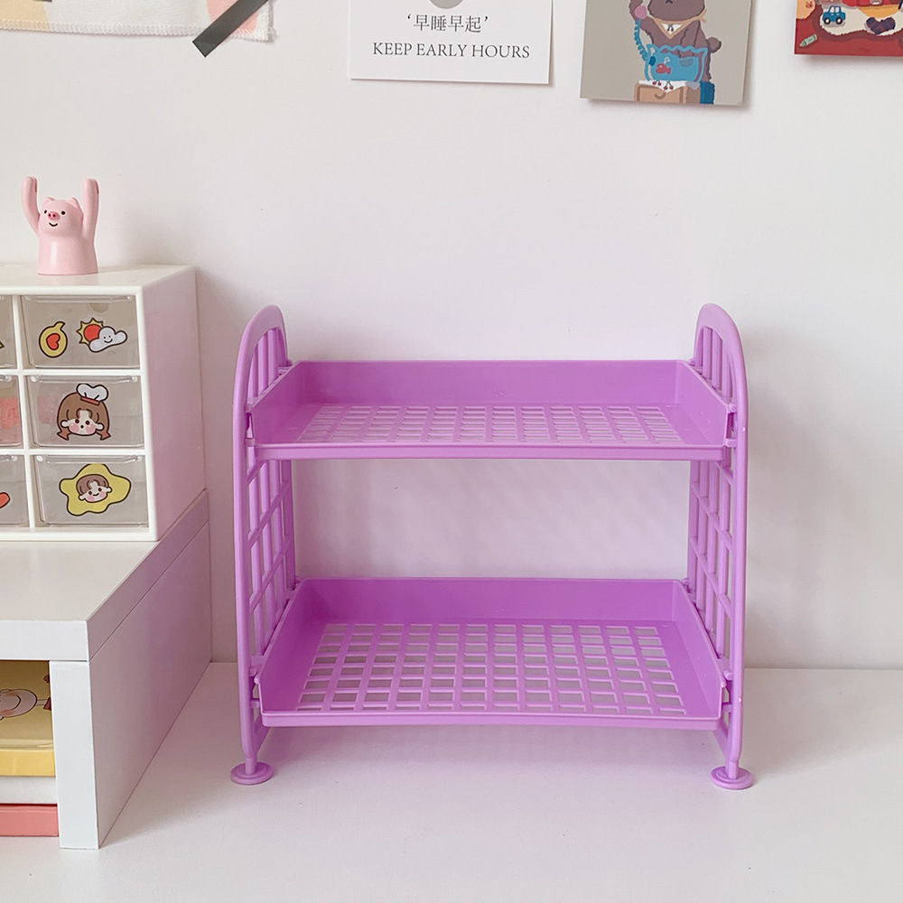 Picture of New Ins Cosmetic Jewelry Double-layer Folding Storage Rack Simple Household Desktop Bathroom Storage Rack Storage Rack