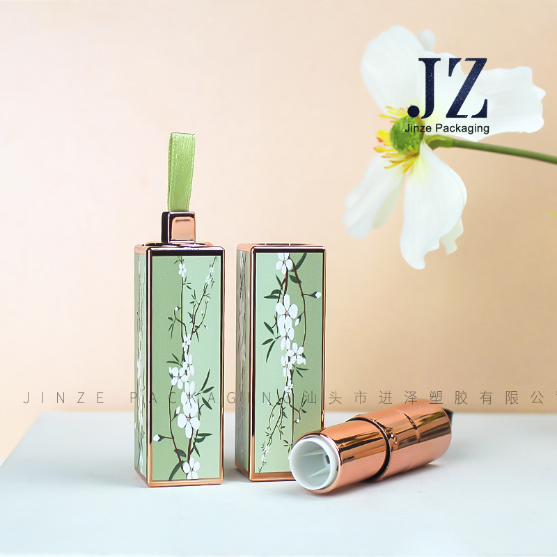 Square black ribbon ribbon plug-in lipstick empty tube 12.1mm lipstick tube plastic packaging material