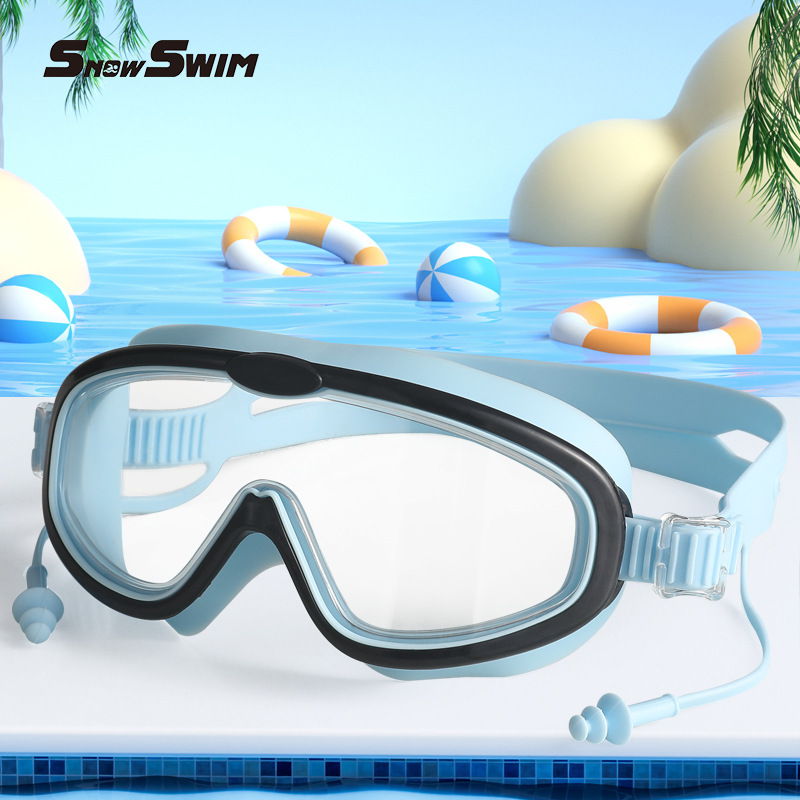 Picture of Children bag swimming goggles girls boys swimming equipment glasses waterproof anti-fog big frame professional diving swimming goggles factory
