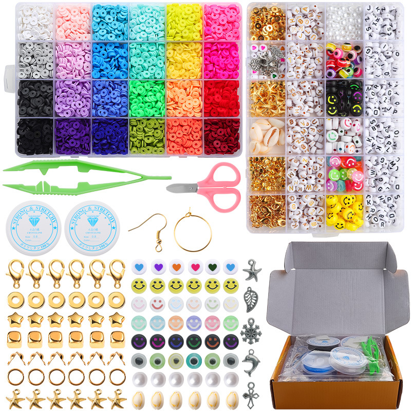 Picture of Cross-border hot sale soft pottery diy jewelry material suit beads children's educational bracelet beaded toy gift box