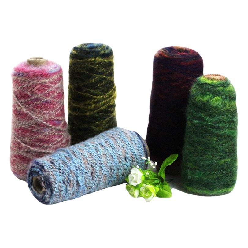 Wholesale color mahair wool thread hand-woven scarf sweater segment dyed pulled wool yarn special fancy yarn wool ball