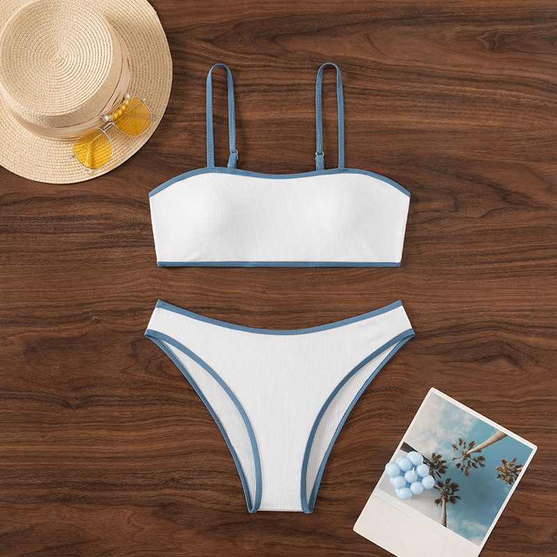 2024 First Sight New Pure Cotton Split Sexy Women's Swimsuit European and American Cross-Border Amazon Foreign Trade Swimsuit for Women
