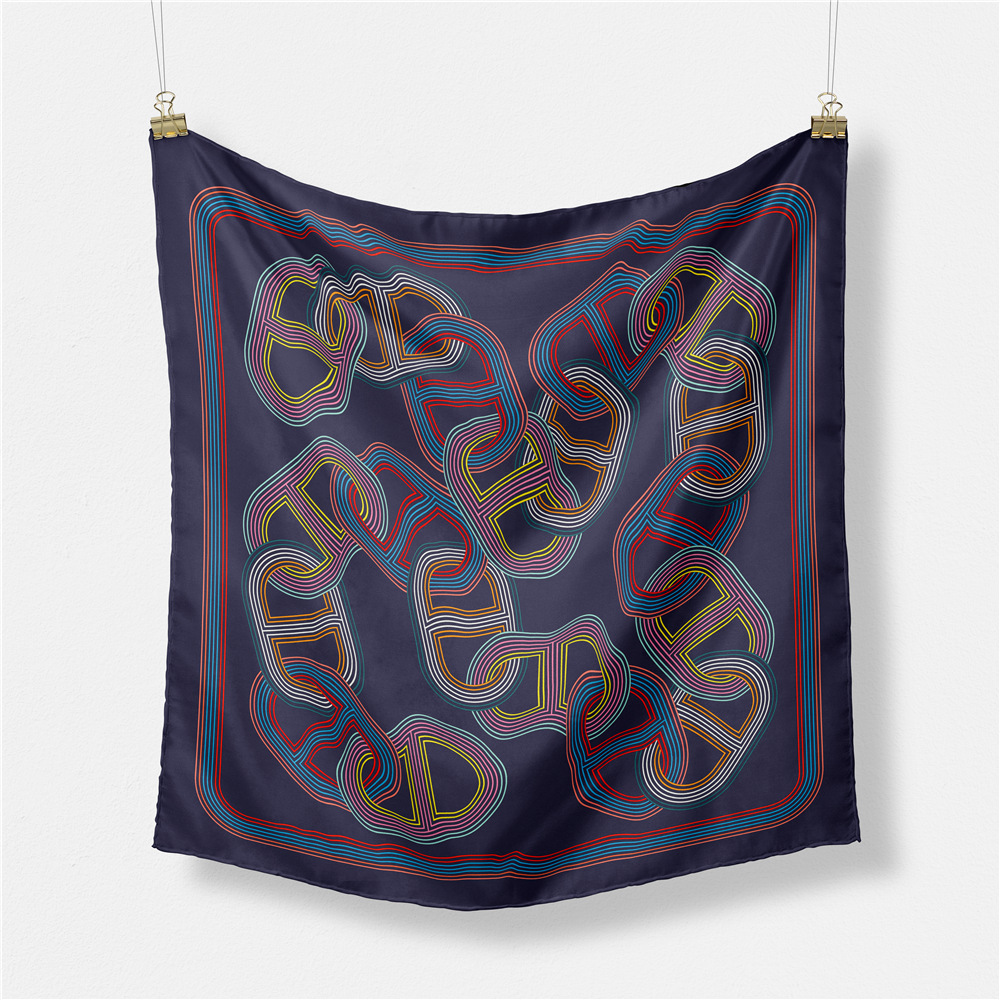 Picture of New 53cm Fashion Small Square Scarf Taiwan Version Printed Twill Satin Machine Fine Rolled Edge Women's Scarf Headscarf Wholesale