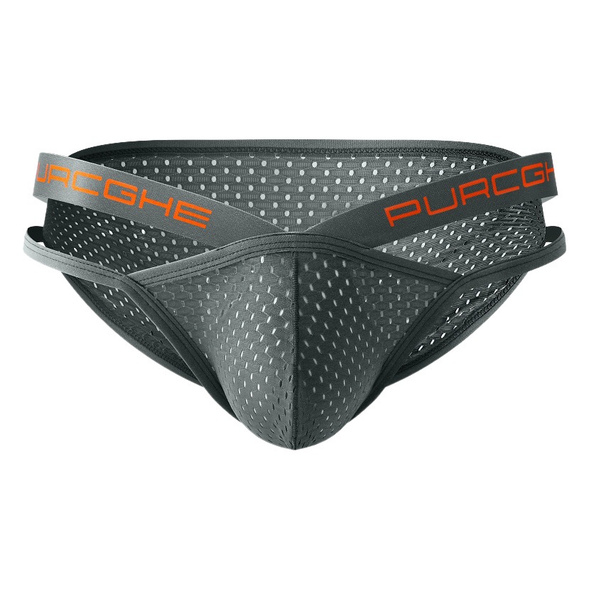 Ice silk mesh breathable sexy men's briefs solid color men's underwear nylon low waist hip underwear men's