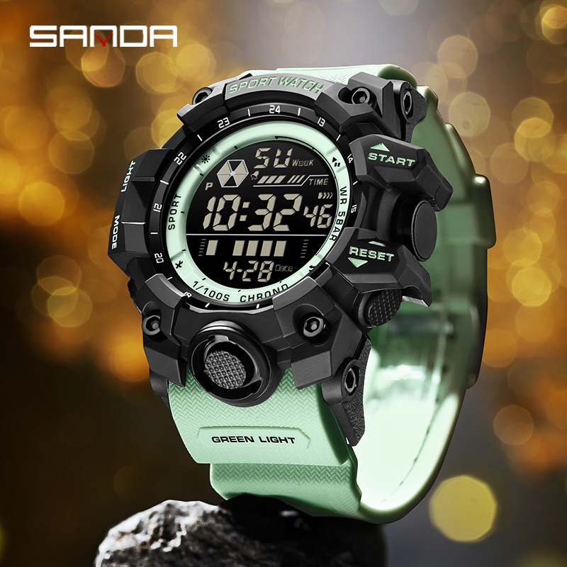 Sanda Hot Selling Luminous Waterproof Watch Simple and Cool Outdoor Sports Digital Watch Round Multi-Functional Student Watch
