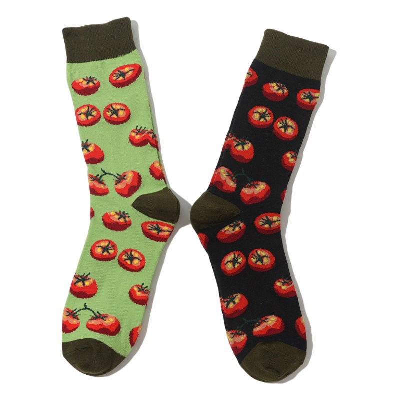 Socks men's cartoon fruit cotton men's socks women's tube animals European and American tide socks cross-border socks manufacturers tomato socks