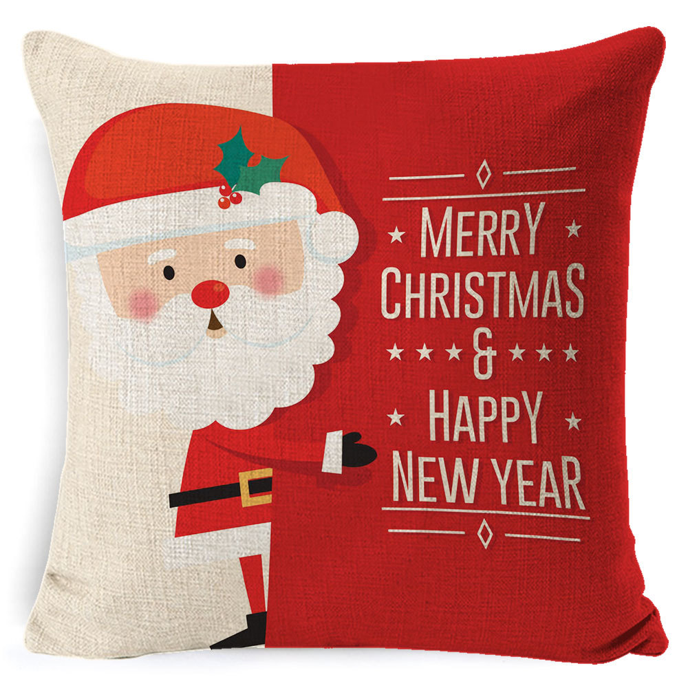 Picture of Christmas Pillow Case Linen Super Soft Peach Leather Printed New Amazon Household Products Cushion Pillow Case Custom
