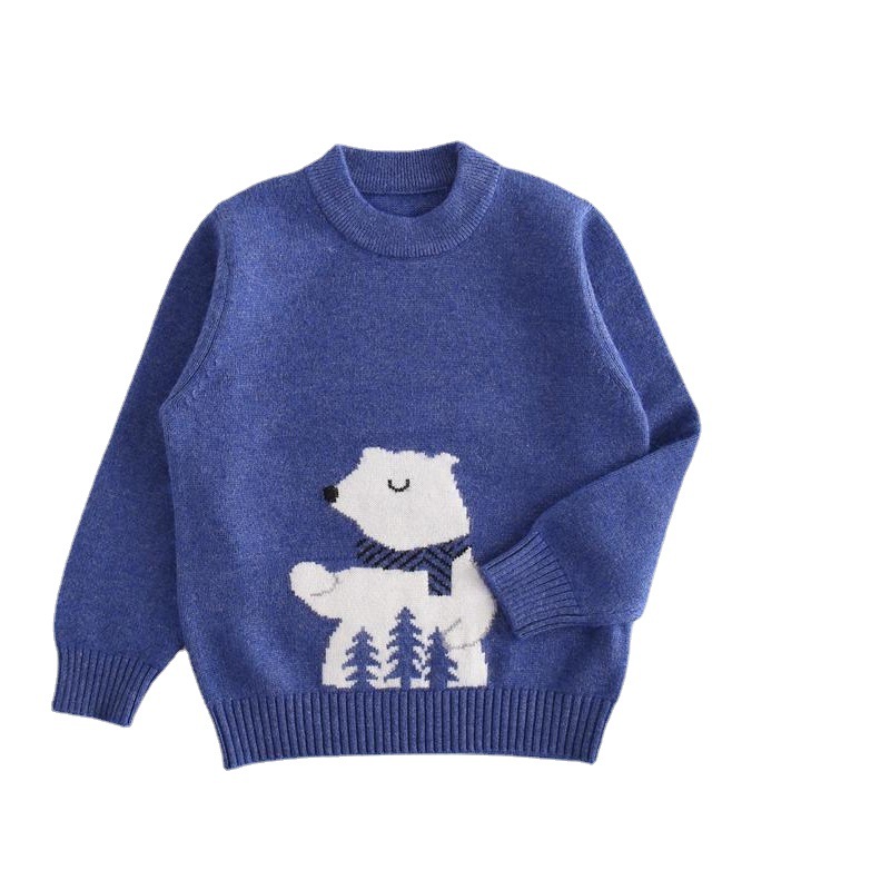 Picture of Factory wholesale children's cashmere sweater Korean version of the high collar cartoon knitted pullover boys baby base sweater girls
