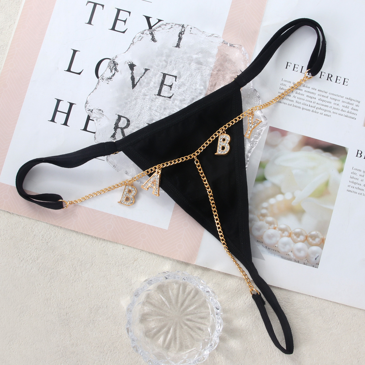 Picture of Cross-border new metal letter underwear chain women's European and American nightclub beach diamond bikini thong body chain