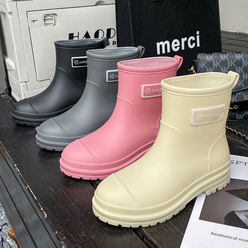 Rain Boots Women's Rubber Shoes Women's Adult Fashion Kitchen Work Non-Slip fleece-lined Rain Boots New Style Waterproof Shoes with Soft Sole