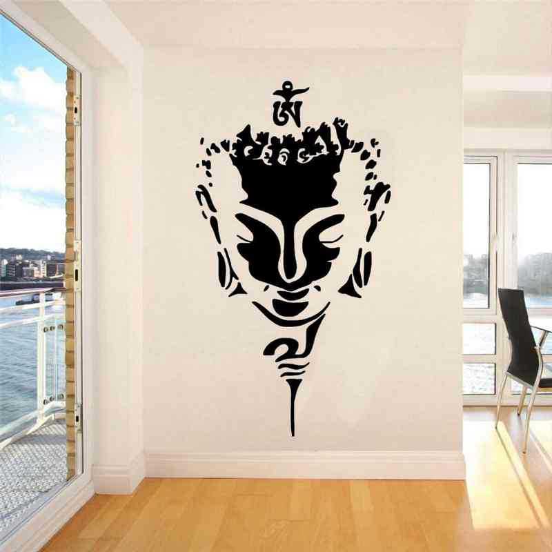Buddha head statue carved wall stickers art home wall stickers
