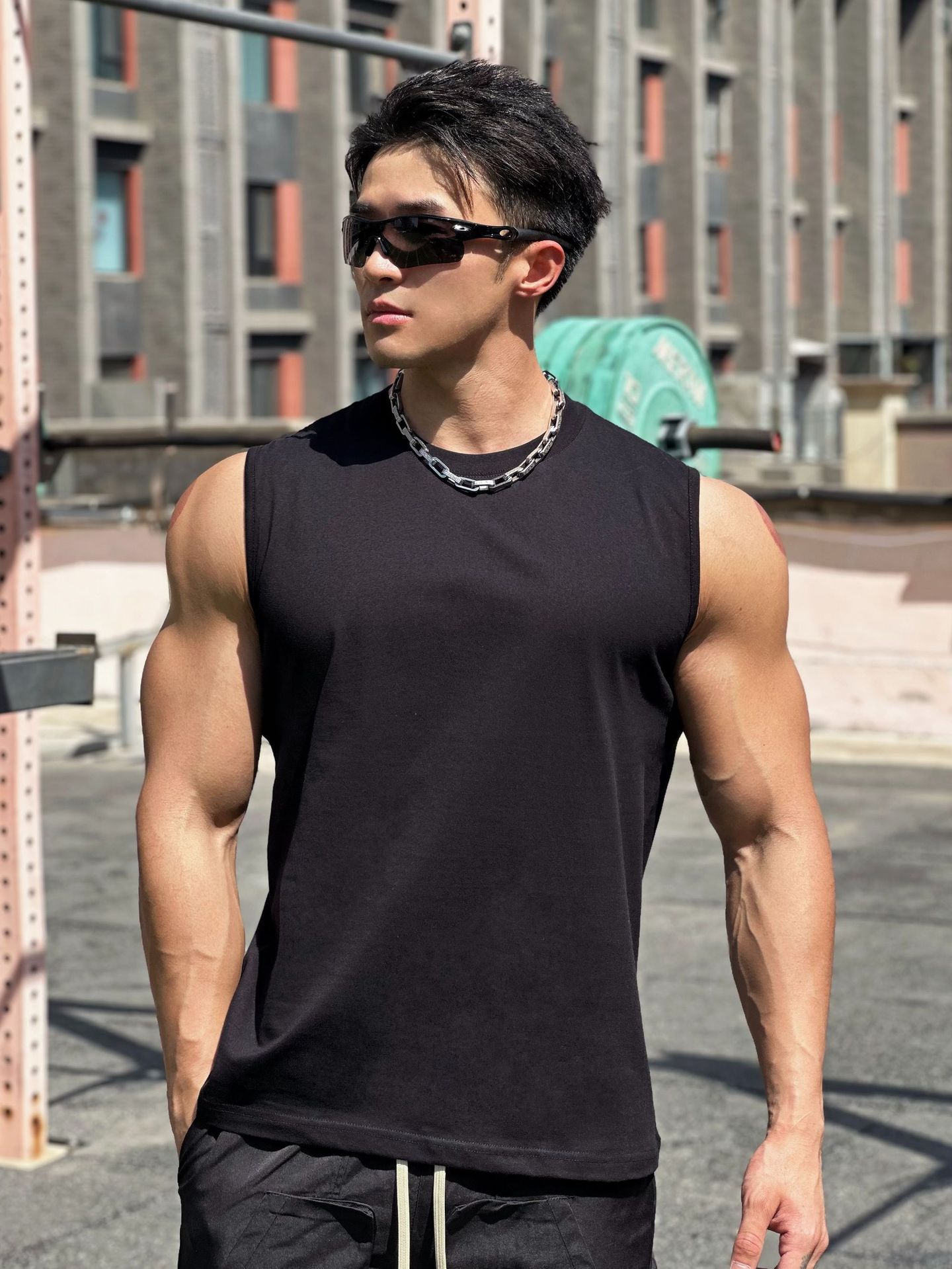 Muscle Fitness Brothers Summer New Wide Shoulder Vest Men's Top Outdoor Running Casual Sports Sleeveless Cotton