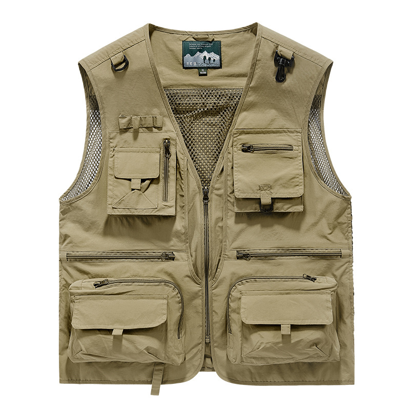 2024 Spring and Autumn Summer Mesh Quick-drying Vest Men's Casual Outdoor Multi-bag Fishing Photography Vest Shoulder Waistcoat