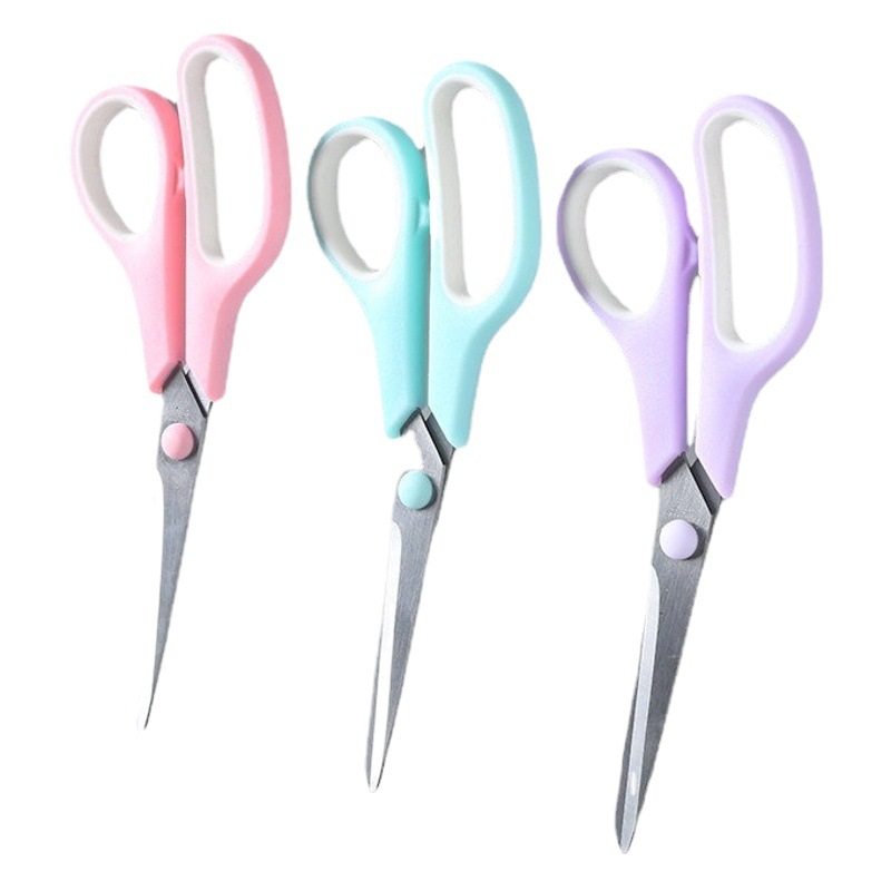 Manufacturer Macaron Color Office Scissors Rubber and Plastic Stainless Steel Art Scissors Large and Small Safety Handmade Children's Scissors