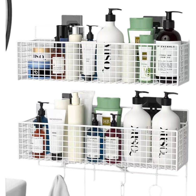 Wholesale Bathroom Storage Rack Punch-free Bathroom Toilet Storage Rack Grid Kitchen Storage Rack Iron Hanging Basket