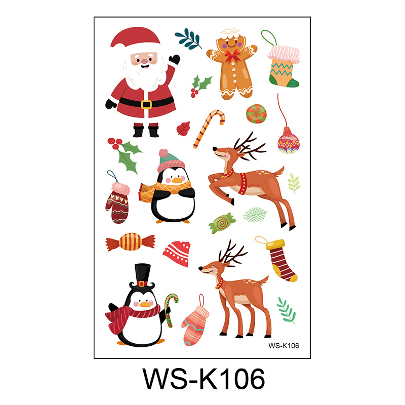 Picture of New Christmas Tattoo Sticker Children Cartoon Holiday Party Atmosphere Eco-friendly Waterproof Face Sticker Elk Tattoo Sticker