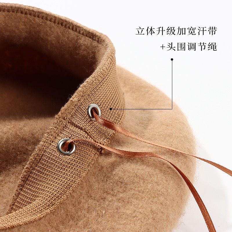 Picture of New Year Autumn and Winter Red Woolen Beret Fashionable Warm Girls Painter Hat Children's Parent-Child Winter Hat Women